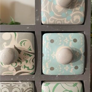 Curious 6 Draw Wooden Apocathy Chest With Ceramics Draws